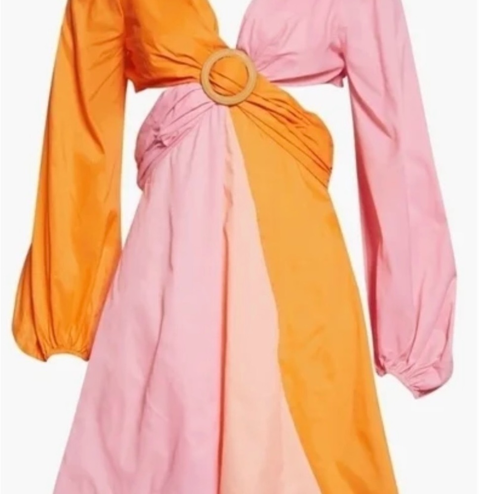 Brand new with tags STAUD GULF aline cutout dress in tangerine and pink.